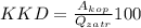 KKD=\frac{A_{kop} }{Q_{zatr}}100%\\ = \frac{P*t}{m*q}100\\KKD*m*q=P*t*100\\P=\frac{KKD*m*q}{t*100} =\frac{40*628*46*10^{6} }{10800*100} =1,07*10^{6}