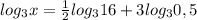 log_3x=\frac{1}{2}log_316+3log_30,5