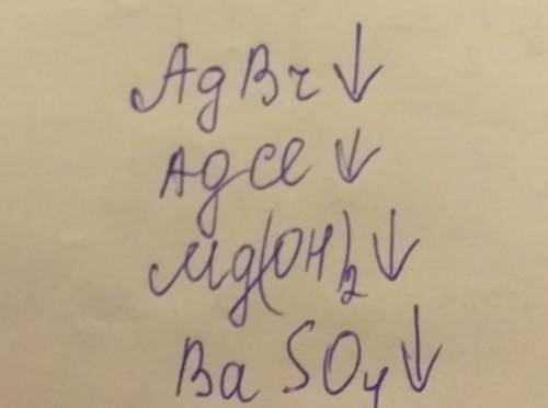 Что может образовать осадок в р-реа)ag+ и no3-; ag+ и br-б)k+ и cl-; ag+ и cl-в)na+ и cl-; mg2+ и oh