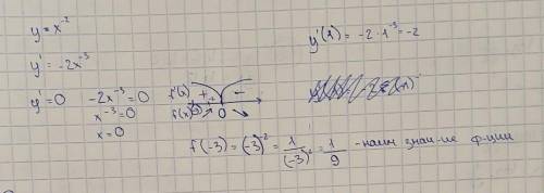 Найдите наименьшее значение функции y=x^-2 на промежутке [-3; -2]