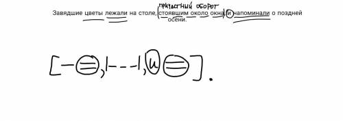 Составить схему данного предложения: завядшие цветы лежали на столе, стоявшим около окна, и напомин