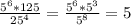 \frac{5^{6}*125}{25^{4}}=\frac{5^{6}*5^{3}}{5^{8}}=5