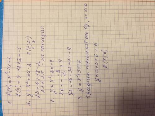 1.дана функция f (x) = x²-4x +2. найти f (3). a. 20 b. -1 c. -38 d. 23 e. -4 2.проходит ли график фу