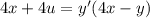 4x+4u=y'(4x-y)