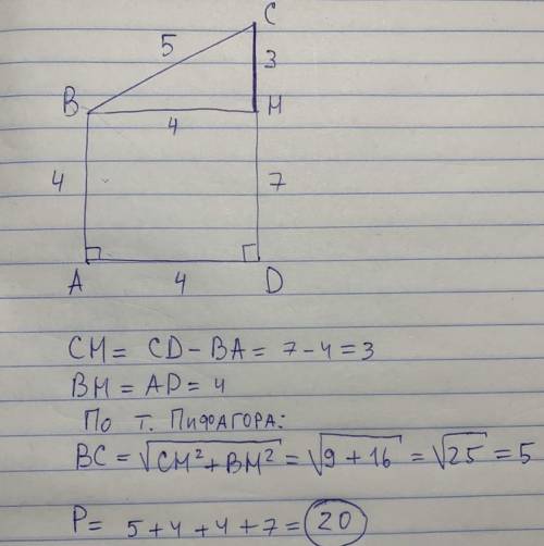 Нужно найти периметр ответ: 20