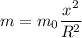 \displaystyle m=m_0\frac{x^2}{R^2}