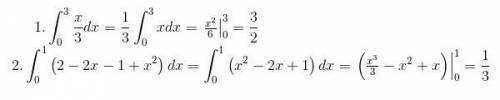 Вычислите площадь фигуры, ограниченной линиями а) y= -x/3 y=0 и x=3; б) y= 2-2x y=1-x^2 и x=0