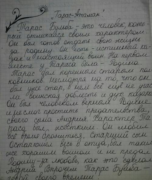 Написать характеристику тарас-атаман. минимум 10 предложений ​