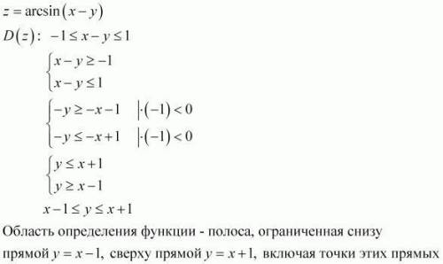 Найти область определения функцииz =arcsin( x-y)​