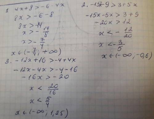 Застрял на 3 примера нужно найти неравенство 1. -4(-x-2) > -6-4x 2. -3(5x+3) > 3+5x 3. -4(3x-