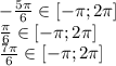 -\frac{5\pi}{6}\in [-\pi;2\pi]\\\frac{\pi}{6}\in [-\pi;2\pi]\\\frac{7\pi}{6}\in [-\pi;2\pi]