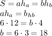 S=ah_a=bh_b\\ah_a=b_h_b\\6\cdot12=b\cdot4\\b=6\cdot3=18