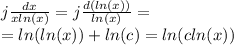 j \frac{dx}{x ln(x) } = j \frac{d( ln(x) )}{ln(x)} = \\ = ln( ln(x) ) + ln(c) = ln(c ln(x) )