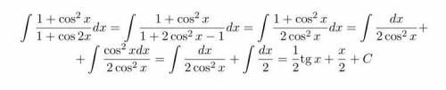  \frac{1 + { \cos(x) }^{2} }{1 + \cos(2x) } dx