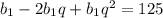 b_{1} - 2b_{1}q + b_{1}q^{2} = 125