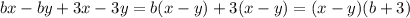 bx - by + 3x - 3y = b(x - y) + 3(x - y) = (x - y)(b + 3)