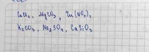 Составьте формулы солей: кальций хлорид, магний карбонат, цинк ни-трат, калий карбонат, натрий сульф