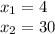 x_{1}=4\\x_{2}=30