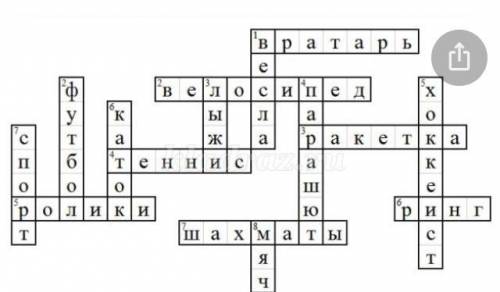 Кросворд не тему спорт. 10 видов спорта ​