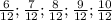 \frac{6}{12}; \frac{7}{12}; \frac{8}{12}; \frac{9}{12}; \frac{10}{12}