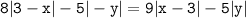 \displaystyle \tt 8|3-x|-5|-y|=9|x-3|-5|y|