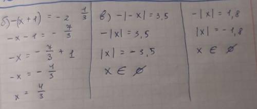 Б) -(x+1) = -2 1/3B) -|-х| 3,5Г) -|х очень нужно​