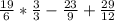 \frac{19}{6} * \frac{3}{3} - \frac{23}{9} + \frac{29}{12}