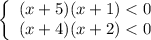 \left\{\begin{array}{ccc}(x + 5)(x + 1) < 0\\(x+4)(x + 2) < 0\\\end{array}\right