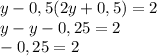 y-0,5(2y+0,5)=2\\y-y-0,25=2\\-0,25=2\\