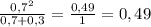 \frac{0,7^2}{0,7+0,3}=\frac{0,49}{1} =0,49