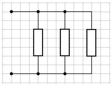 Надо у цепь и найти общее сопротивление как в первой, так и во второй цепи. Все резисторы одинаковы.