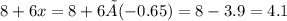 8 + 6x = 8 +6 × ( - 0.65) = 8 - 3.9 = 4.1