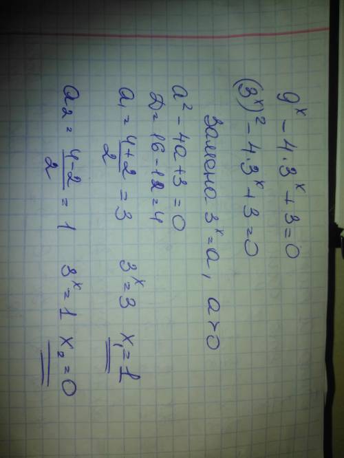 решите уравнения:1)log(по основанию)0,2 (x^2-4x)=-1 2)9^x -4*3^x +3=0​