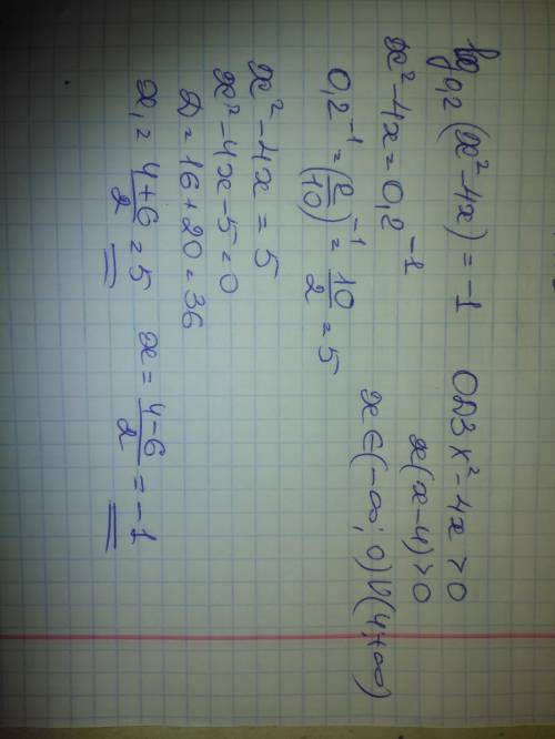 решите уравнения:1)log(по основанию)0,2 (x^2-4x)=-1 2)9^x -4*3^x +3=0​