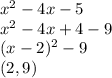 x^{2} -4x-5\\x^{2} -4x+4-9\\(x-2)^{2} -9\\(2, 9)