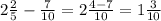 2 \frac{2}{5} - \frac{7}{10} = 2 \frac{4 - 7}{10} = 1 \frac{3}{10}