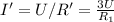 I' = U/R' = \frac{3U}{R_1}