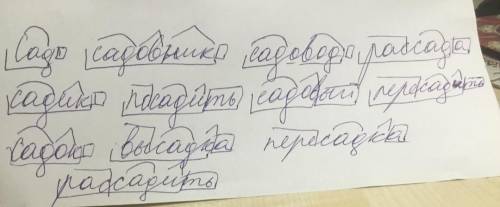 7)Составь схемы данных слов. Выдели основу слов.1) посадки —2) садовник —3) садовый —4) садик —​