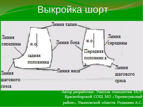 Технология изготовления шорт таблица