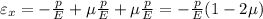 \varepsilon_x =-\frac{p}{E} + \mu \frac{p}{E}+\mu \frac{p}{E} = -\frac{p}{E} (1-2\mu)