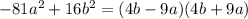 -81a^{2}+16b^{2}=(4b-9a)(4b+9a)