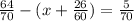 \frac{64}{70} - (x + \frac{26}{60} ) = \frac{5}{70}