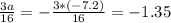 \frac{3a}{16} =- \frac{3*(-7.2)}{16} = -1.35