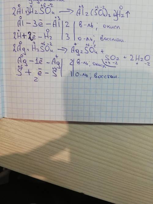 Составьте электронный баланс, расставьте коэфиценты Ag+H2So4 Al+H2So4