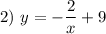 2) \ y = -\dfrac{2}{x} + 9