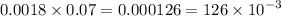 0.0018 \times 0.07 = 0.000126 = 126 \times {10}^{ - 3}