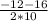 \frac{-12-16}{2*10}