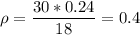 \displaystyle \rho=\frac{30*0.24}{18}= 0.4