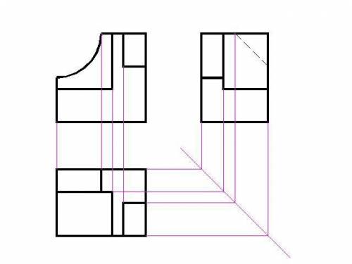 Инженерная графика. Виды Построить виды сверху в проекционной связи и вид справа, расположив его ряд
