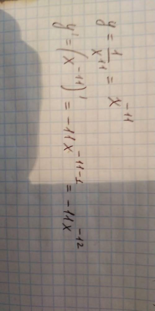 найдите производную функции y = 1/x^11